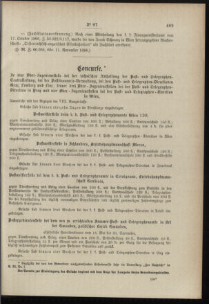 Post- und Telegraphen-Verordnungsblatt für das Verwaltungsgebiet des K.-K. Handelsministeriums 18961122 Seite: 11