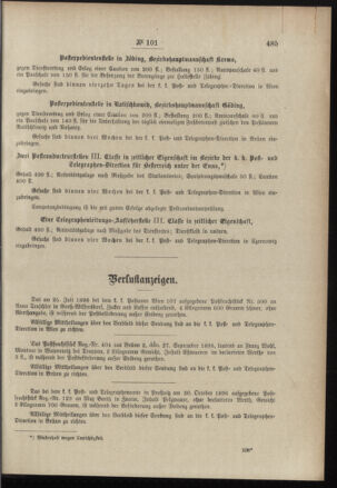 Post- und Telegraphen-Verordnungsblatt für das Verwaltungsgebiet des K.-K. Handelsministeriums 18961201 Seite: 3