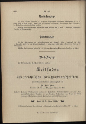 Post- und Telegraphen-Verordnungsblatt für das Verwaltungsgebiet des K.-K. Handelsministeriums 18961216 Seite: 4