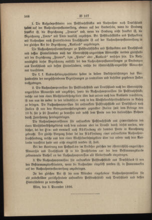 Post- und Telegraphen-Verordnungsblatt für das Verwaltungsgebiet des K.-K. Handelsministeriums 18961217 Seite: 2