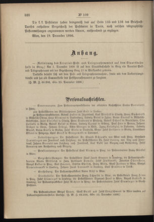 Post- und Telegraphen-Verordnungsblatt für das Verwaltungsgebiet des K.-K. Handelsministeriums 18961230 Seite: 2