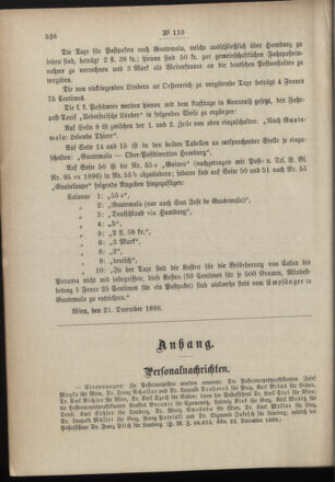 Post- und Telegraphen-Verordnungsblatt für das Verwaltungsgebiet des K.-K. Handelsministeriums 18961231 Seite: 6