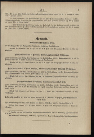 Post- und Telegraphen-Verordnungsblatt für das Verwaltungsgebiet des K.-K. Handelsministeriums 18970112 Seite: 3