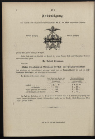 Post- und Telegraphen-Verordnungsblatt für das Verwaltungsgebiet des K.-K. Handelsministeriums 18970112 Seite: 4