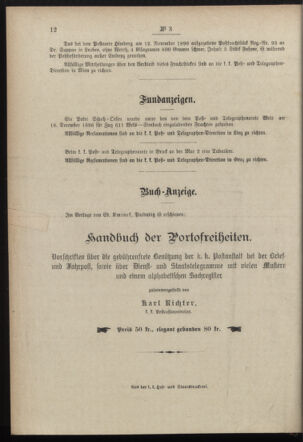 Post- und Telegraphen-Verordnungsblatt für das Verwaltungsgebiet des K.-K. Handelsministeriums 18970113 Seite: 4