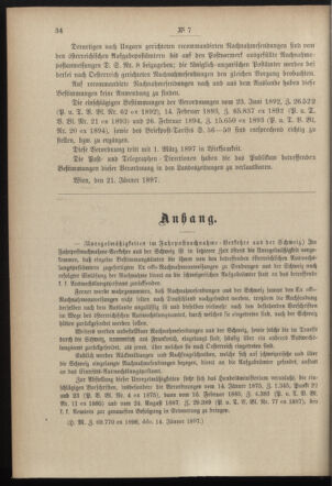 Post- und Telegraphen-Verordnungsblatt für das Verwaltungsgebiet des K.-K. Handelsministeriums 18970123 Seite: 2