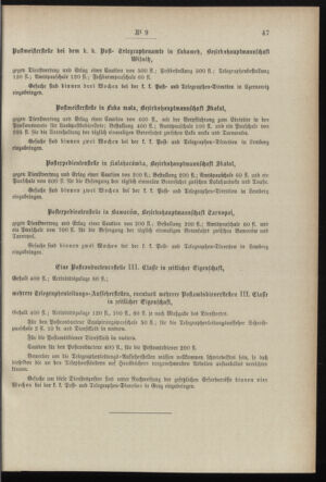 Post- und Telegraphen-Verordnungsblatt für das Verwaltungsgebiet des K.-K. Handelsministeriums 18970130 Seite: 7