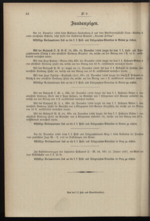 Post- und Telegraphen-Verordnungsblatt für das Verwaltungsgebiet des K.-K. Handelsministeriums 18970130 Seite: 8