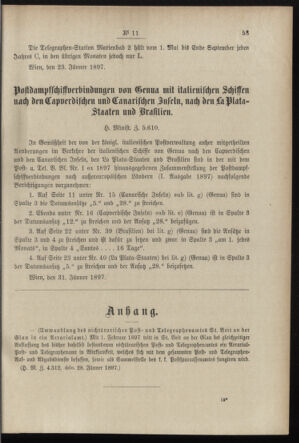 Post- und Telegraphen-Verordnungsblatt für das Verwaltungsgebiet des K.-K. Handelsministeriums 18970203 Seite: 3