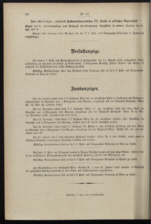 Post- und Telegraphen-Verordnungsblatt für das Verwaltungsgebiet des K.-K. Handelsministeriums 18970217 Seite: 4