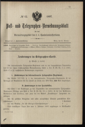 Post- und Telegraphen-Verordnungsblatt für das Verwaltungsgebiet des K.-K. Handelsministeriums 18970220 Seite: 1