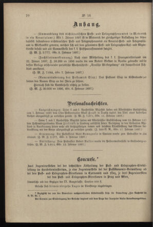 Post- und Telegraphen-Verordnungsblatt für das Verwaltungsgebiet des K.-K. Handelsministeriums 18970223 Seite: 2