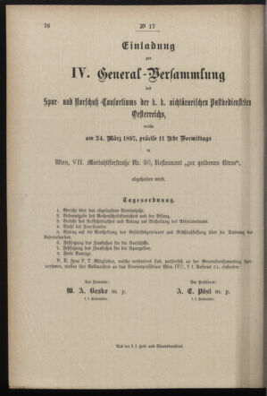 Post- und Telegraphen-Verordnungsblatt für das Verwaltungsgebiet des K.-K. Handelsministeriums 18970224 Seite: 4