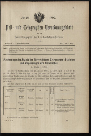 Post- und Telegraphen-Verordnungsblatt für das Verwaltungsgebiet des K.-K. Handelsministeriums 18970305 Seite: 1