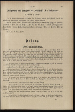 Post- und Telegraphen-Verordnungsblatt für das Verwaltungsgebiet des K.-K. Handelsministeriums 18970305 Seite: 3