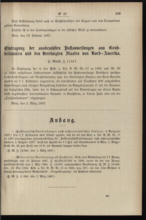 Post- und Telegraphen-Verordnungsblatt für das Verwaltungsgebiet des K.-K. Handelsministeriums 18970309 Seite: 3