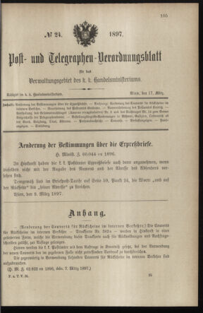 Post- und Telegraphen-Verordnungsblatt für das Verwaltungsgebiet des K.-K. Handelsministeriums 18970317 Seite: 1