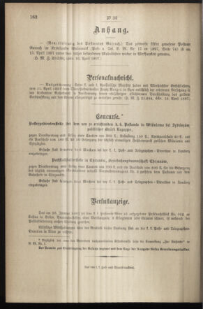 Post- und Telegraphen-Verordnungsblatt für das Verwaltungsgebiet des K.-K. Handelsministeriums 18970422 Seite: 2