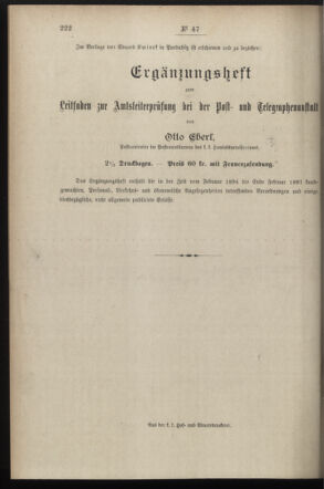 Post- und Telegraphen-Verordnungsblatt für das Verwaltungsgebiet des K.-K. Handelsministeriums 18970526 Seite: 16