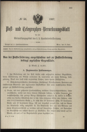 Post- und Telegraphen-Verordnungsblatt für das Verwaltungsgebiet des K.-K. Handelsministeriums 18970619 Seite: 11