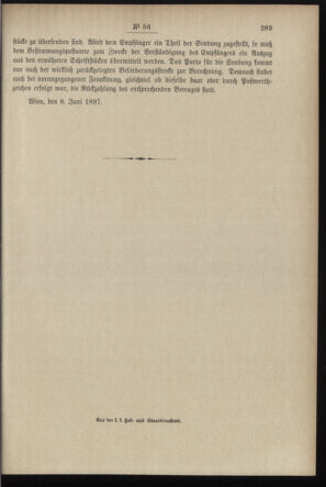 Post- und Telegraphen-Verordnungsblatt für das Verwaltungsgebiet des K.-K. Handelsministeriums 18970619 Seite: 17