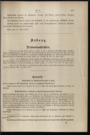 Post- und Telegraphen-Verordnungsblatt für das Verwaltungsgebiet des K.-K. Handelsministeriums 18970623 Seite: 3