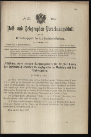 Post- und Telegraphen-Verordnungsblatt für das Verwaltungsgebiet des K.-K. Handelsministeriums 18970625 Seite: 1