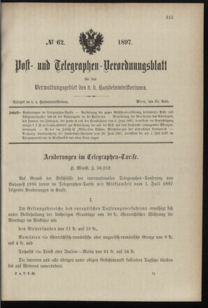 Post- und Telegraphen-Verordnungsblatt für das Verwaltungsgebiet des K.-K. Handelsministeriums 18970630 Seite: 1