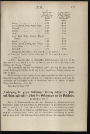 Post- und Telegraphen-Verordnungsblatt für das Verwaltungsgebiet des K.-K. Handelsministeriums 18970630 Seite: 5