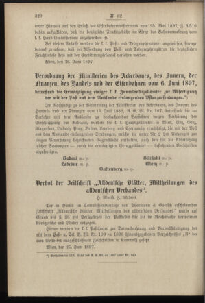 Post- und Telegraphen-Verordnungsblatt für das Verwaltungsgebiet des K.-K. Handelsministeriums 18970630 Seite: 6