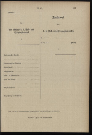 Post- und Telegraphen-Verordnungsblatt für das Verwaltungsgebiet des K.-K. Handelsministeriums 18970703 Seite: 11