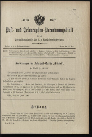 Post- und Telegraphen-Verordnungsblatt für das Verwaltungsgebiet des K.-K. Handelsministeriums 18970710 Seite: 1