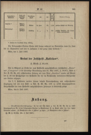 Post- und Telegraphen-Verordnungsblatt für das Verwaltungsgebiet des K.-K. Handelsministeriums 18970716 Seite: 3