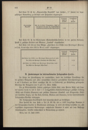 Post- und Telegraphen-Verordnungsblatt für das Verwaltungsgebiet des K.-K. Handelsministeriums 18970724 Seite: 2