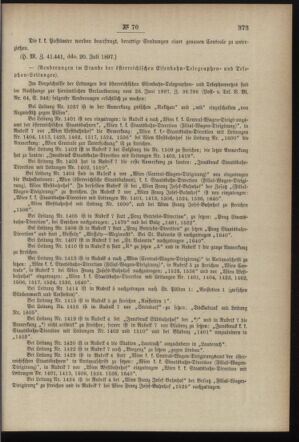 Post- und Telegraphen-Verordnungsblatt für das Verwaltungsgebiet des K.-K. Handelsministeriums 18970724 Seite: 5