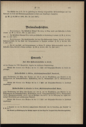 Post- und Telegraphen-Verordnungsblatt für das Verwaltungsgebiet des K.-K. Handelsministeriums 18970730 Seite: 7