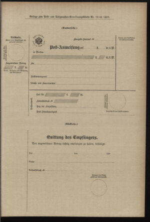 Post- und Telegraphen-Verordnungsblatt für das Verwaltungsgebiet des K.-K. Handelsministeriums 18970731 Seite: 5