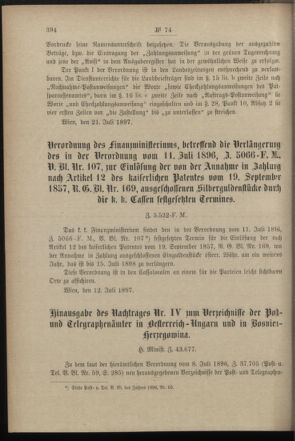 Post- und Telegraphen-Verordnungsblatt für das Verwaltungsgebiet des K.-K. Handelsministeriums 18970805 Seite: 2