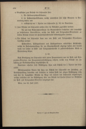 Post- und Telegraphen-Verordnungsblatt für das Verwaltungsgebiet des K.-K. Handelsministeriums 18970817 Seite: 20