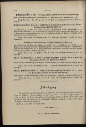 Post- und Telegraphen-Verordnungsblatt für das Verwaltungsgebiet des K.-K. Handelsministeriums 18970818 Seite: 4