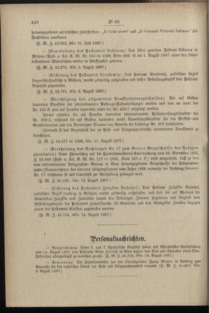 Post- und Telegraphen-Verordnungsblatt für das Verwaltungsgebiet des K.-K. Handelsministeriums 18970825 Seite: 2