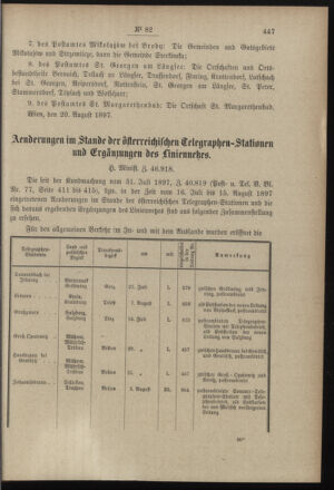 Post- und Telegraphen-Verordnungsblatt für das Verwaltungsgebiet des K.-K. Handelsministeriums 18970904 Seite: 3