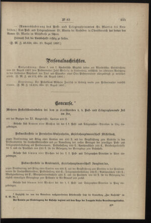 Post- und Telegraphen-Verordnungsblatt für das Verwaltungsgebiet des K.-K. Handelsministeriums 18970908 Seite: 3