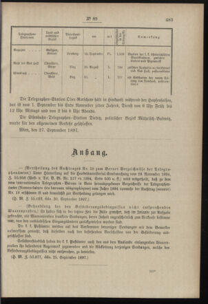 Post- und Telegraphen-Verordnungsblatt für das Verwaltungsgebiet des K.-K. Handelsministeriums 18971011 Seite: 3