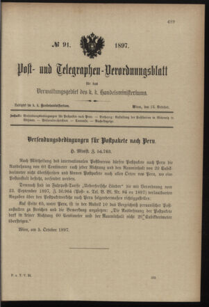 Post- und Telegraphen-Verordnungsblatt für das Verwaltungsgebiet des K.-K. Handelsministeriums 18971015 Seite: 1