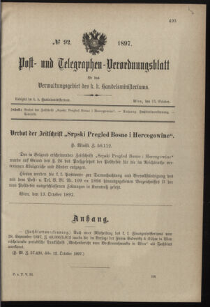 Post- und Telegraphen-Verordnungsblatt für das Verwaltungsgebiet des K.-K. Handelsministeriums 18971016 Seite: 1