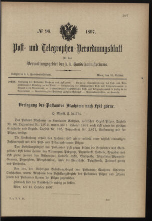 Post- und Telegraphen-Verordnungsblatt für das Verwaltungsgebiet des K.-K. Handelsministeriums