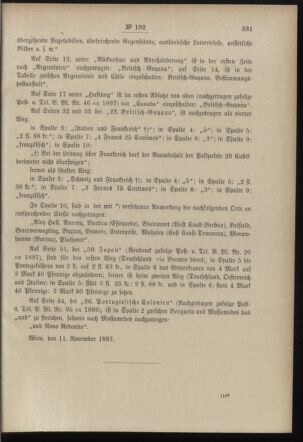 Post- und Telegraphen-Verordnungsblatt für das Verwaltungsgebiet des K.-K. Handelsministeriums 18971124 Seite: 3