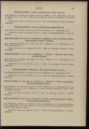 Post- und Telegraphen-Verordnungsblatt für das Verwaltungsgebiet des K.-K. Handelsministeriums 18971124 Seite: 7