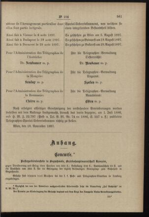 Post- und Telegraphen-Verordnungsblatt für das Verwaltungsgebiet des K.-K. Handelsministeriums 18971130 Seite: 3